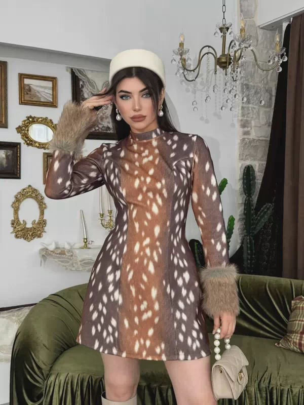 Zebna Kürk Detaylı Elbise